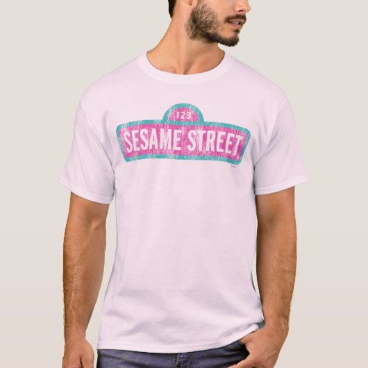 Sesame Street Pink Sign Logo T-shirt (Voorkant)