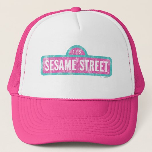 Sesame Street Pink Sign Logo Trucker Pet (Voorkant)
