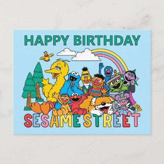 Sesame Street | Regenbooggolf Briefkaart (Voorkant)