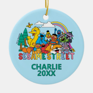 Sesame Street Regenbooggolf Keramisch Ornament