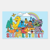 Sesame Street | Regenbooggolf Rechthoekige Sticker (Voorkant)