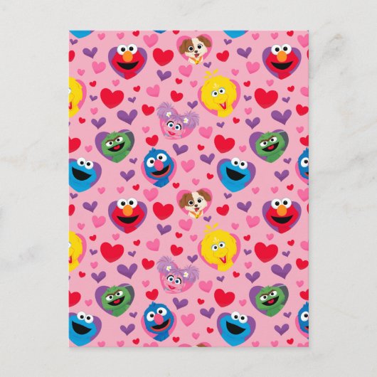 Sesame Street Valentijn Hearts Pattern Briefkaart (Voorkant)