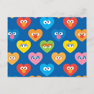 Sesame Street Valentijn Hearts Pattern Briefkaart