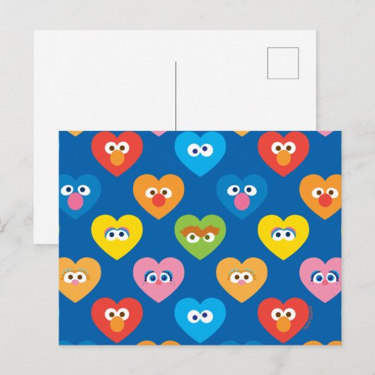 Sesame Street Valentijn Hearts Pattern Briefkaart (Voorkant / Achterkant)