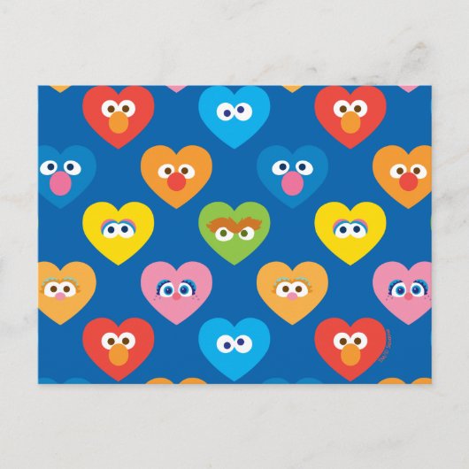 Sesame Street Valentijn Hearts Pattern Briefkaart (Voorkant)