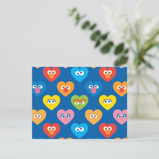 Sesame Street Valentijn Hearts Pattern Briefkaart (Staand voorkant)