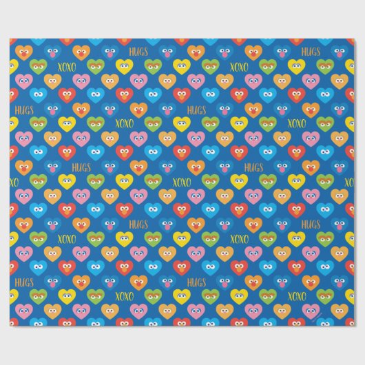Sesame Street Valentijn Hearts Pattern Cadeaupapier (Vlak)