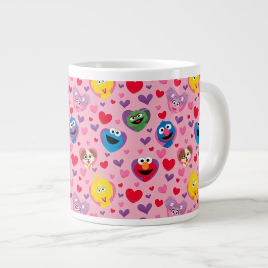 Sesame Street Valentijn Hearts Pattern Grote Koffiekop (Voorkant rechts)