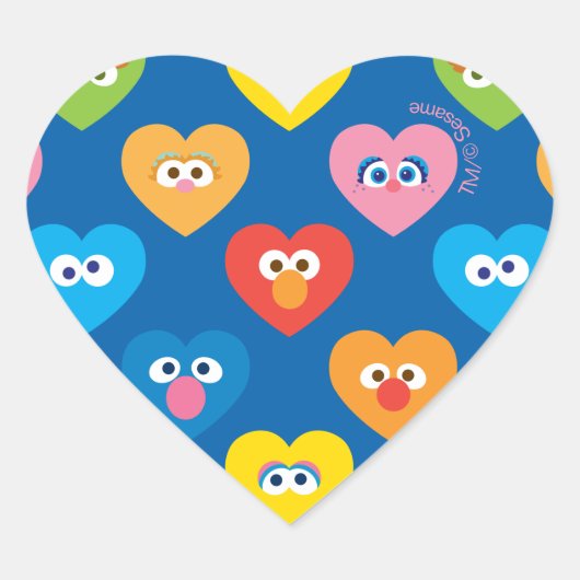 Sesame Street Valentijn Hearts Pattern Hart Sticker (Voorkant)