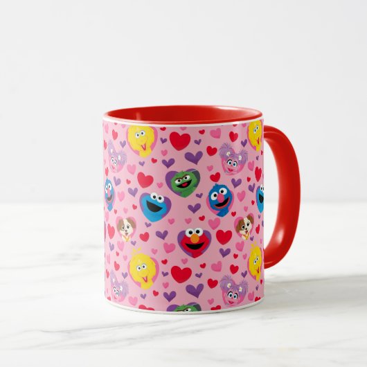 Sesame Street Valentijn Hearts Pattern Mok (Voorkant rechts)