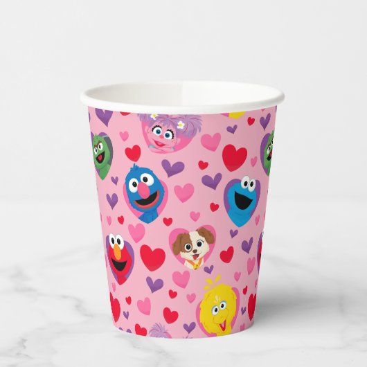 Sesame Street Valentijn Hearts Pattern Papieren Bekers (Links)