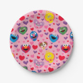 Sesame Street Valentijn Hearts Pattern Papieren Bordje (Voorkant)