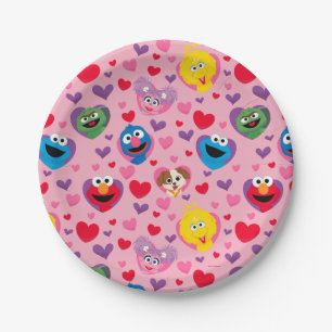 Sesame Street Valentijn Hearts Pattern Papieren Bordje