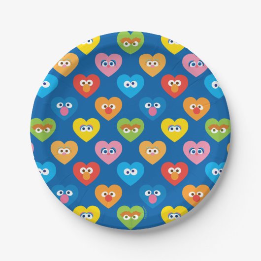 Sesame Street Valentijn Hearts Pattern Papieren Bordje (Voorkant)