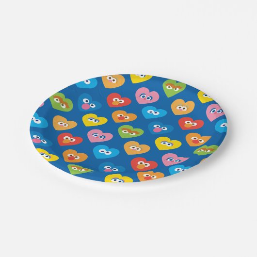 Sesame Street Valentijn Hearts Pattern Papieren Bordje (Gekanteld)