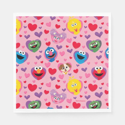 Sesame Street Valentijn Hearts Pattern Servet (Voorkant)