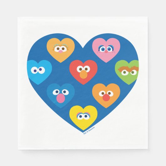 Sesame Street Valentijn Hearts Pattern Servet (Voorkant)