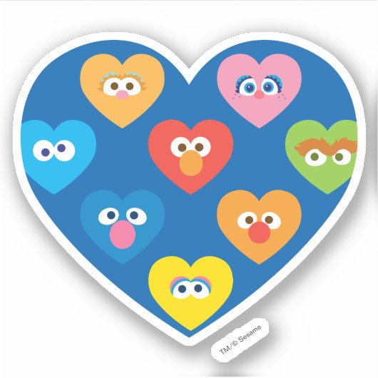 Sesame Street Valentijn Hearts Pattern Sticker (Voorkant)