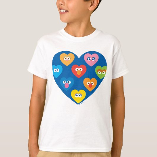 Sesame Street Valentijn Hearts Pattern T-shirt (Voorkant)