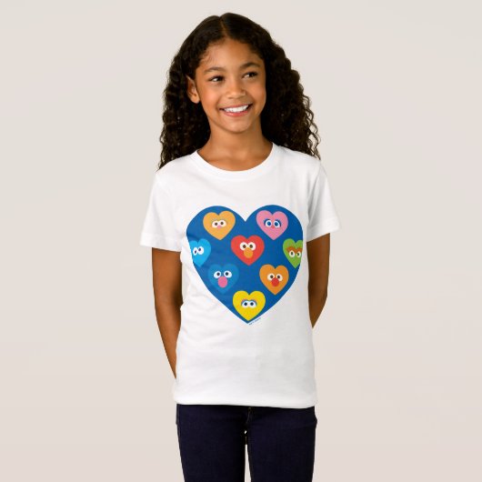 Sesame Street Valentijn Hearts Pattern T-shirt (Voorkant volledig)