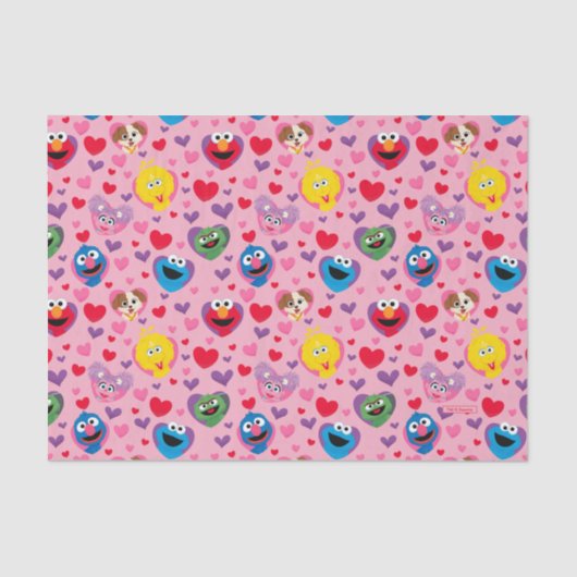 Sesame Street Valentijn Hearts Pattern Tissuepapier (Voorkant)