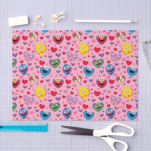 Sesame Street Valentijn Hearts Pattern Tissuepapier (Craft)
