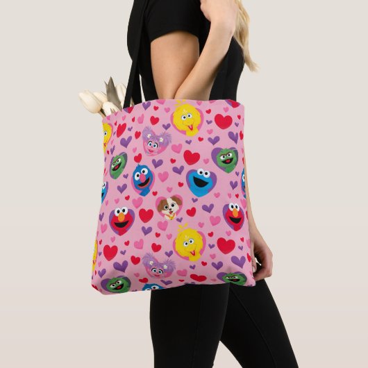 Sesame Street Valentijn Hearts Pattern Tote Bag (Dichtbij)