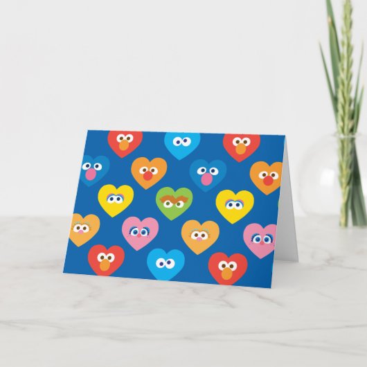 Sesame Street Valentijnshartjes Patroon Feestdagen Kaart (Voorkant)