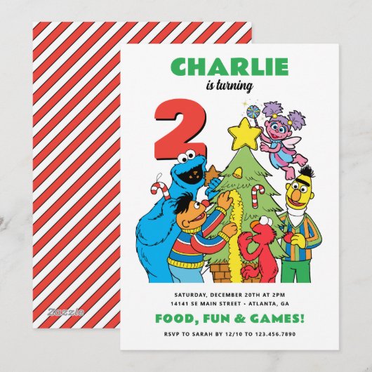 Sesame Street Verjaardagsfeestje Feestdagenkaart (Voorkant / Achterkant)