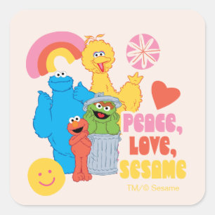 Sesame Street   Vrede, Liefde, Sesame Vierkante Sticker