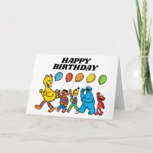 Sesame Street Vrienden Ballonnen Verjaardag  Kaart