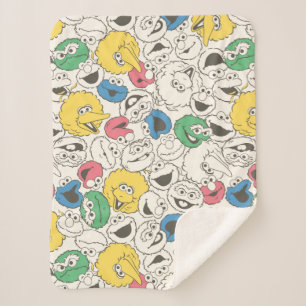 Sesame Street-vrienden Big Head Core-patroon Sherpa Deken