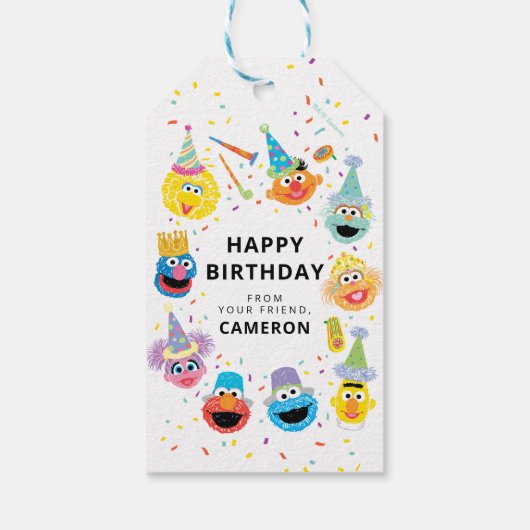 Sesame Street-vrienden Confetti Gefeliciteerd met  Cadeaulabel (Achterkant)
