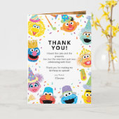 Sesame Street-vrienden Confetti Verjaardag Bedankt Kaart (Gele Bloem)