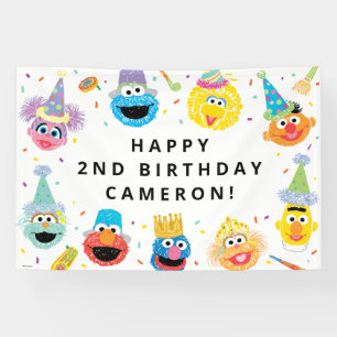 Sesame Street-vrienden Confetti Verjaardag Spandoek