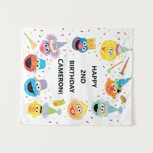 Sesame Street Vrienden Confetti Verjaardag Verwelk Wandkleed (Voorkant (horizontaal))