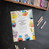 Sesame Street Vrienden Confetti Verjaardagsuitnodi Briefkaart