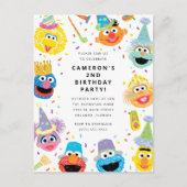 Sesame Street Vrienden Confetti Verjaardagsuitnodi Briefkaart (Voorkant)