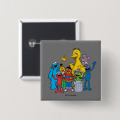 Sesame Street-vrienden die wuiven Vierkante Button 5,1 Cm (Voorkant /achterkant)