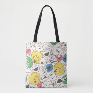 Sesame Street-vrienden Groot hoofd kernpatroon Tote Bag
