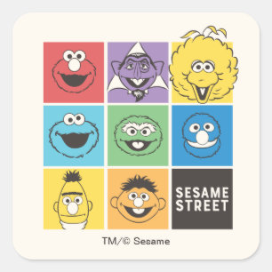 Sesame Street-vrienden   Kleurblokken Vierkante Sticker