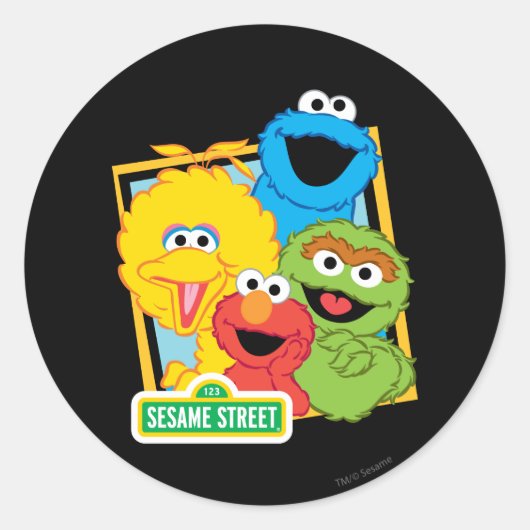 Sesame Street-vrienden Ronde Sticker (Voorkant)