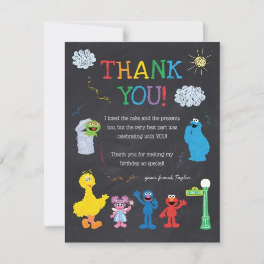 Sesame Street Vrienden Schoolbord Regenboog Bedank Bedankkaart (Voorkant)