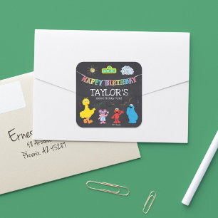 Sesame Street Vrienden Schoolbord Regenboog Verjaa Vierkante Sticker