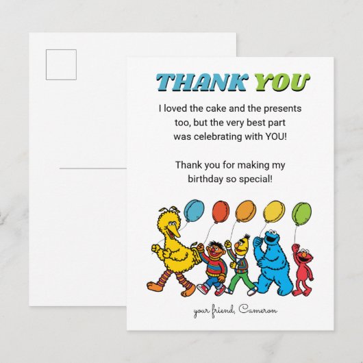 Sesame Street-vrienden | Verjaardagsballonnen - Be Briefkaart (Voorkant / Achterkant)