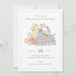 Sesame Street Vrienden Watercolor Confetti Verjaar Kaart