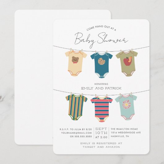 Sesame Street-vriendjes body baby shower Kaart (Voorkant / Achterkant)