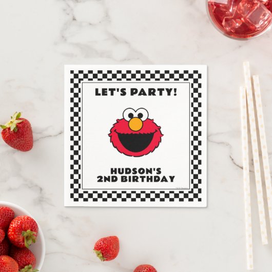 Sesame Street's Elmo Checkerboard Birthday Servet (Insitu)