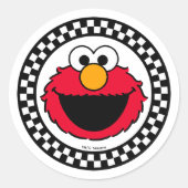 Sesame Street's Elmo Geruit Ronde Sticker (Voorkant)