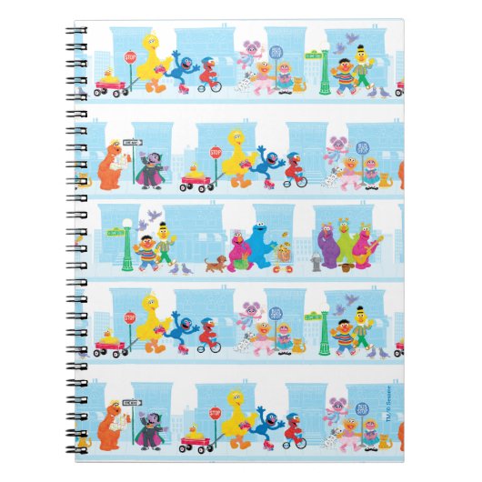 Sesame-vrienden wandelen langs Sesame Street-patro Notitieboek (Voorkant)